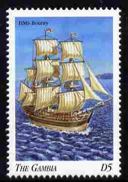 Gambia 1998 Ships - HMS Bounty 5D unmounted mint SG 2911, stamps on , stamps on  stamps on ships, stamps on  stamps on bounty, stamps on  stamps on explorers