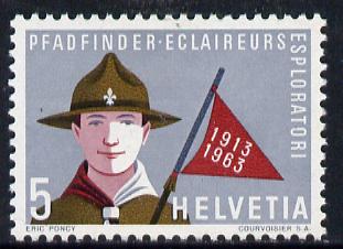 Switzerland 1963 Publicity Issue 5c Scouts 50th Anniversary, SG 670*, stamps on scouts