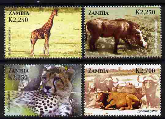 Zambia 2005 Mammals perf set of 4 unmounted mint SG 952-55, stamps on animals, stamps on cats, stamps on giraffes, stamps on bovine