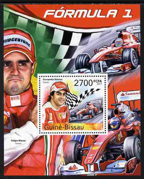 Guinea - Bissau 2011 Formula 1 - Fernando Alonso perf s/sheet unmounted mint , stamps on personalities, stamps on  f1 , stamps on formula 1, stamps on cars, stamps on racing cars