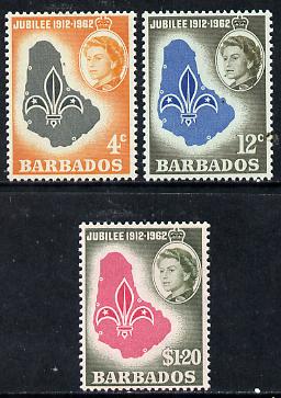 Barbados 1962 Scouts Golden Jubilee set of 3 unmounted mint, SG 309-11, stamps on scouts