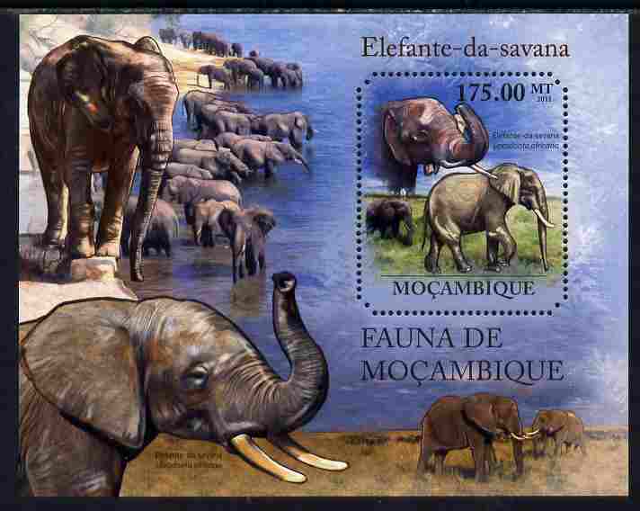 Mozambique 2011 Elephants perf m/sheet containing octagonal shaped value unmounted mint, stamps on , stamps on  stamps on shaped, stamps on  stamps on animals, stamps on  stamps on elephants