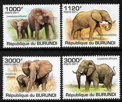 Burundi 2011 Elephants perf set of 4 values unmounted mint , stamps on animals, stamps on elephants
