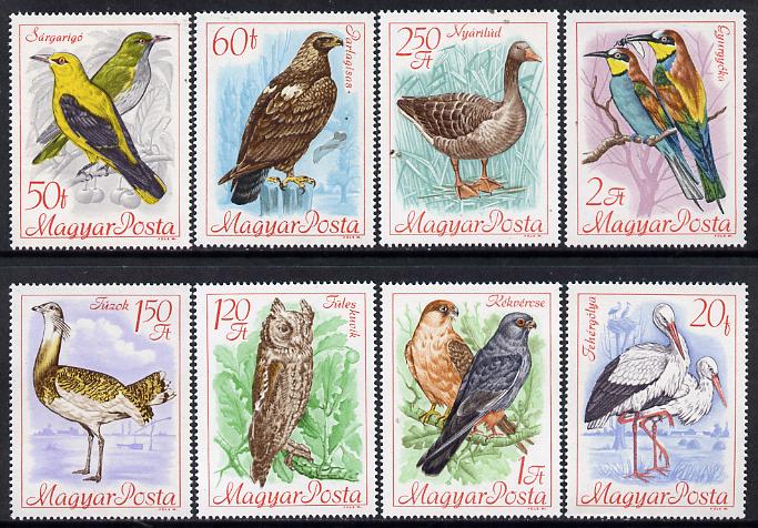 Hungary 1968 Bird Protection perf set of 8 unmounted mint, SG 2346-53, stamps on birds    stork    oriole    eagle    birds of prey    falcon    owk    bustard     bee-eater      goose