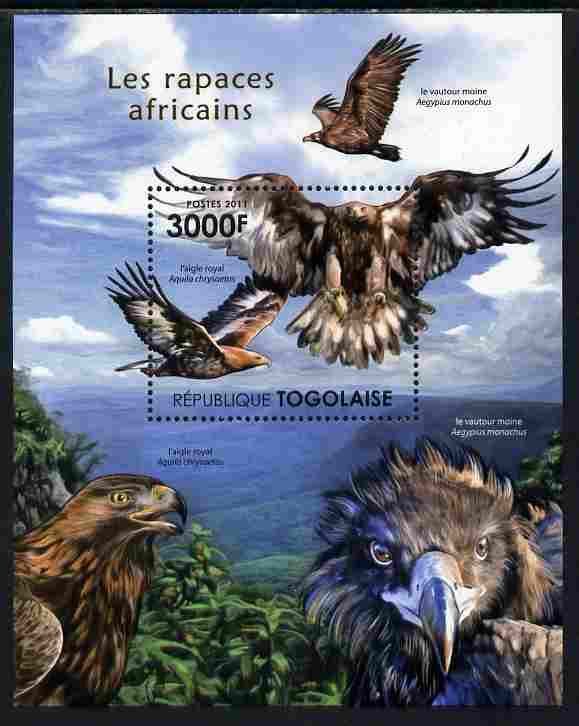 Togo 2011 Raptors of Africa perf s/sheet unmounted mint , stamps on birds, stamps on birds of prey, stamps on 