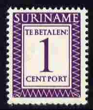 Surinam 1956 Postage Due 1c deep lilac unmounted mint, SG D436 (Blocks available price pro-rata), stamps on postage due