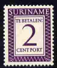 Surinam 1956 Postage Due 2c deep lilac unmounted mint, SG D437 (Blocks available price pro-rata), stamps on postage due