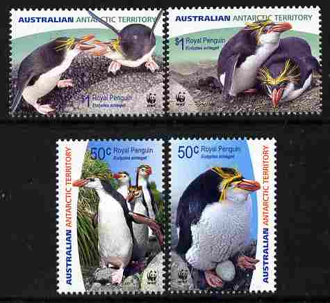Australian Antarctic Territory 2007 WWF - Royal Penguin perf set of 4 unmounted mint, stamps on birds, stamps on penguins, stamps on polar, stamps on  wwf , stamps on 