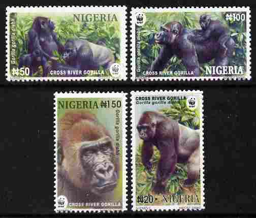 Nigeria 2008 WWF - Gorilla perf set of 4 unmounted mint, stamps on , stamps on  wwf , stamps on animals, stamps on apes, stamps on gorillas