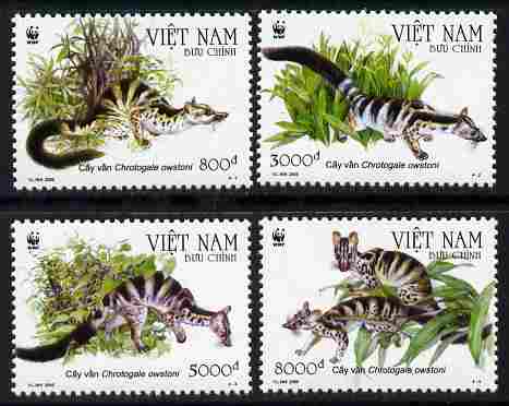 Vietnam 2005 WWF - Banded Civet perf set of 4 unmounted mint, stamps on , stamps on  wwf , stamps on animals, stamps on civets