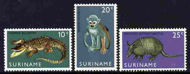 Surinam 1969 Opening of Surinam Zoo set of 3 unmounted mint, SG 652-4, stamps on animals, stamps on  zoos , stamps on  zoo , stamps on apes, stamps on lizards, stamps on 