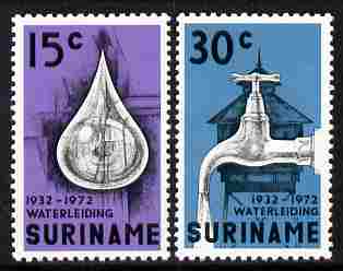 Surinam 1972 Waterworks set of 2 unmounted mint, SG 713-14, stamps on irrigation, stamps on water