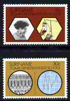 Surinam 1974 Medical School set of 2 unmounted mint, SG 770-71, stamps on medical, stamps on microscopes