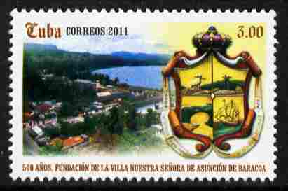 Cuba 2011 500th Anniversary of Baracoa unmounted mint , stamps on , stamps on  stamps on arms, stamps on  stamps on heraldry, stamps on  stamps on ports, stamps on  stamps on ships
