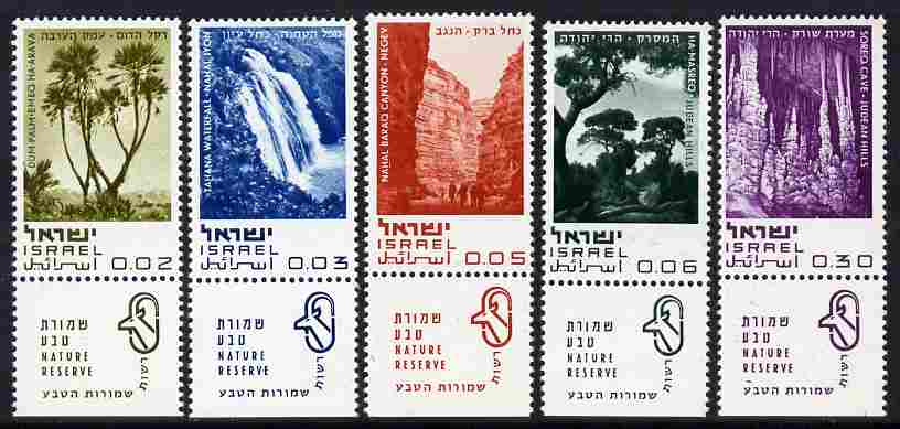 Israel 1970 Nature Reserves set of 5 with tabs unmounted mint, SG 432-36*, stamps on waterfalls, stamps on conservation, stamps on caves