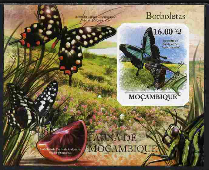 Mozambique 2011 Butterflies #1 imperf m/sheet unmounted mint. Note this item is privately produced and is offered purely on its thematic appeal , stamps on , stamps on  stamps on butterflies