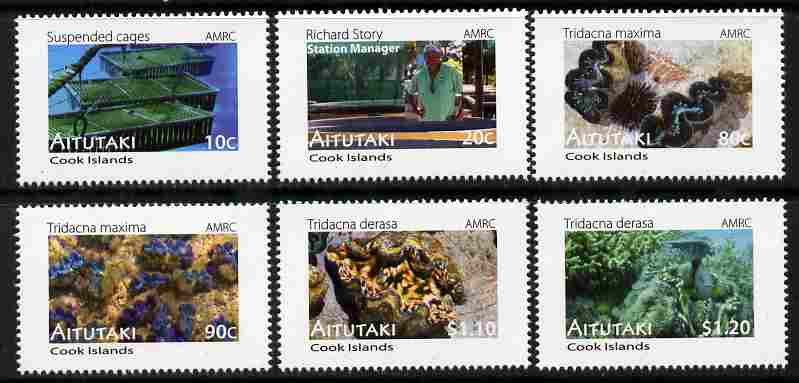 Cook Islands - Aitutaki 2011 Clams perf set of 6 values unmounted mint , stamps on fishing, stamps on shells, stamps on marine life