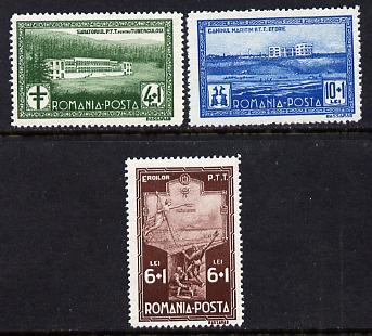 Rumania 1932 Postal Employees Fund set of 3 unmounted mint,  SG 1265-67, stamps on postal, stamps on medical, stamps on 