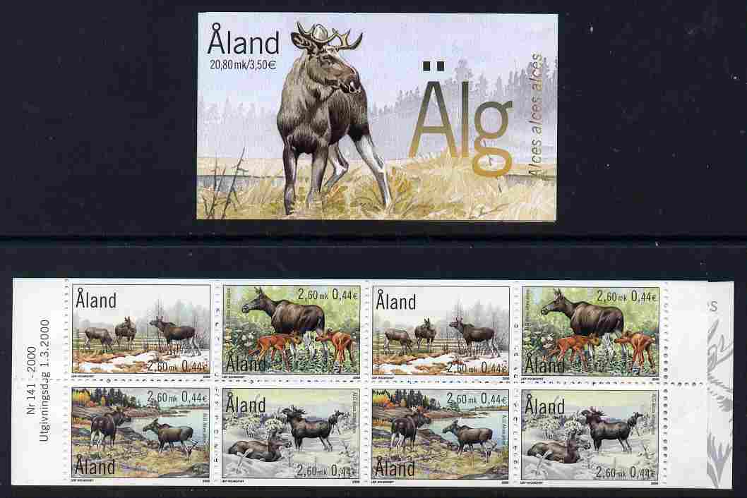 Aland Islands 2000 The Elk 20m80 booklet complete and fine SG SB8, stamps on animals, stamps on elks