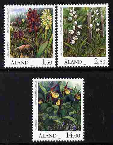 Aland Islands 1989 Orchids perf set of 3 unmounted mint SG 36-38, stamps on flowers, stamps on orchids