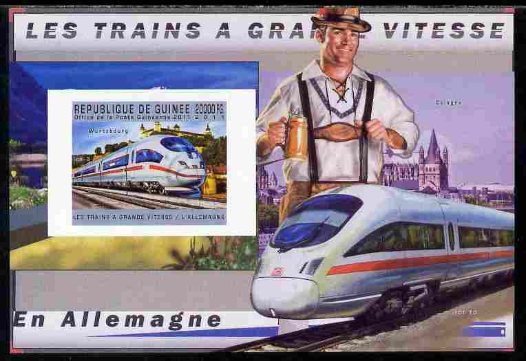 Guinea - Conakry 2011 High Speed Trains of Germany #3 imperf deluxe sheet unmounted mint. Note this item is privately produced and is offered purely on its thematic appeal , stamps on , stamps on  stamps on railways, stamps on  stamps on 