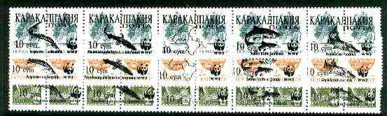 Karakalpakia Republic - WWF Fish opt set of 15 values, each design opt'd on pair of Russian defs (Total 30 stamps) unmounted mint, stamps on , stamps on  stamps on wwf    fish    marine-life, stamps on  stamps on  wwf , stamps on  stamps on 