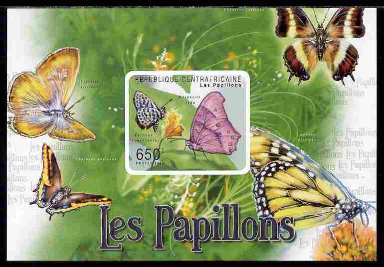 Central African Republic 2011 Butterflies #2 imperf deluxe sheet unmounted mint. Note this item is privately produced and is offered purely on its thematic appeal , stamps on , stamps on  stamps on butterflies