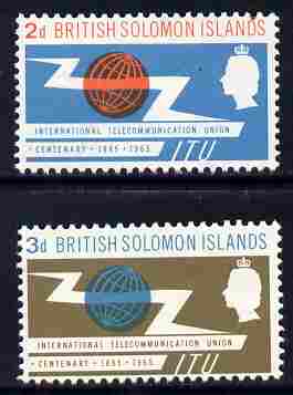 Solomon Islands 1965 ITU set of 2 unmounted mint, SG 214-5, stamps on , stamps on  itu , stamps on communications