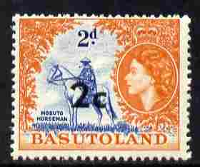 Basutoland 1961 Decimal Surcharge 2c on 2d (Horseman) unmounted mint SG 60, stamps on horses