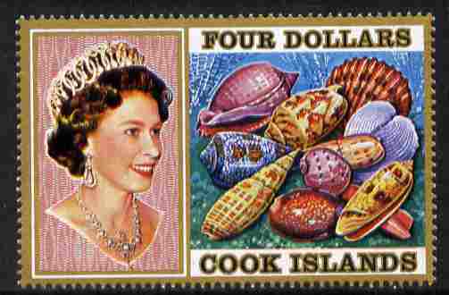 Cook Islands 1974 Sea Shells $4 definitive unmounted mint SG 484, stamps on shells, stamps on marine life
