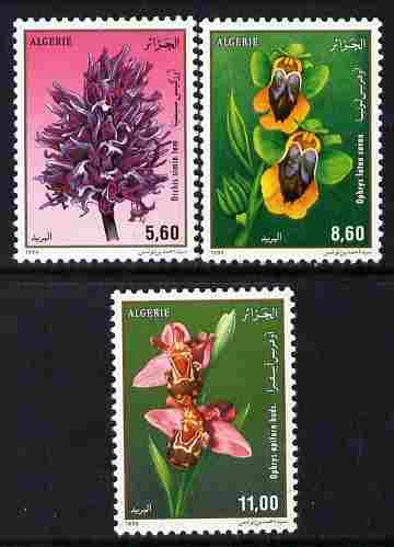Algeria 1994 Orchids perf set of 3 unmounted mint SG 1140-42, stamps on flowers, stamps on orchids