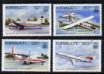 Kiribati 1982 Air Tungaru Airline set of 4 unmounted mint, SG 179-82 (gutter pairs available - price x 2), stamps on aviation, stamps on dh, stamps on boeing, stamps on 727, stamps on britten-norman, stamps on casa
