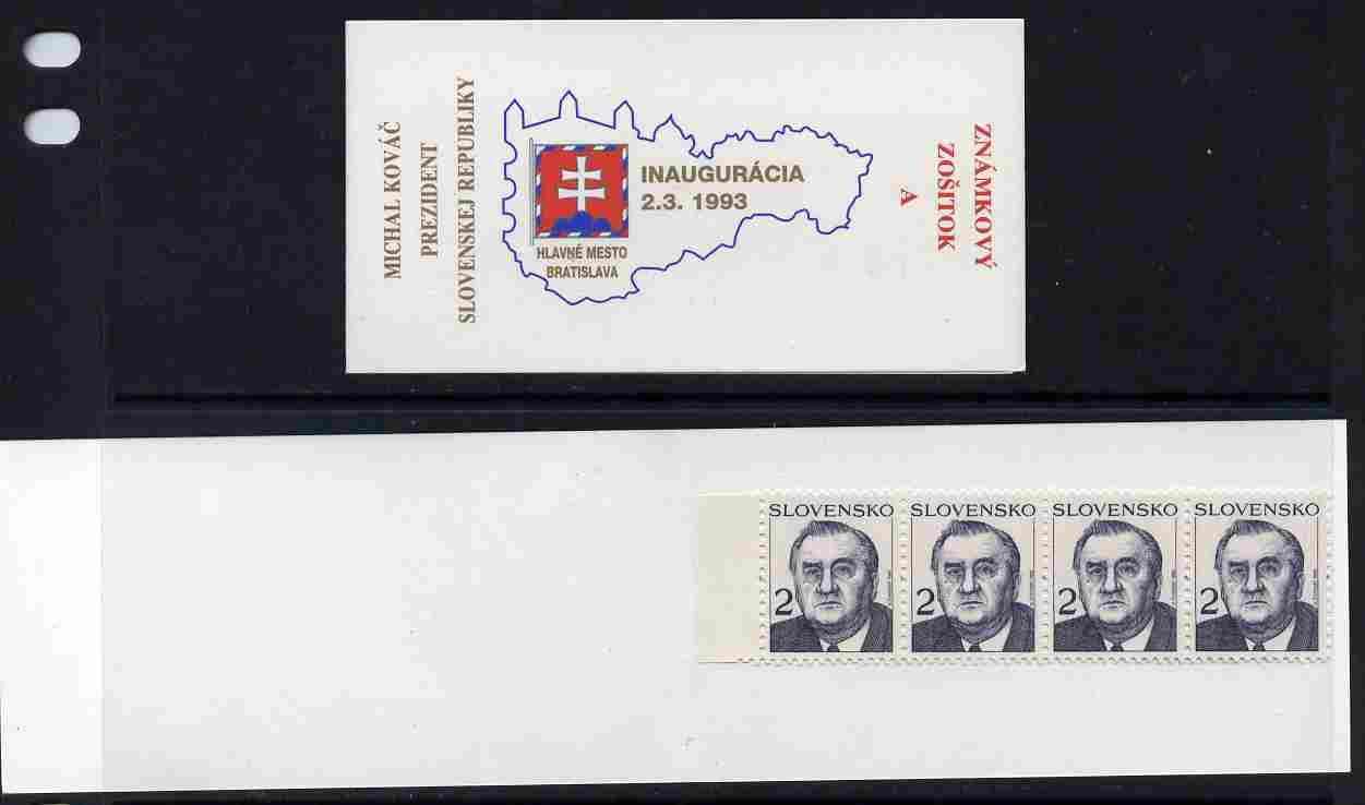 Slovakia 1993 President Michal Kovac 8k booklet (A) complete and fine SG SB1, stamps on constitutions
