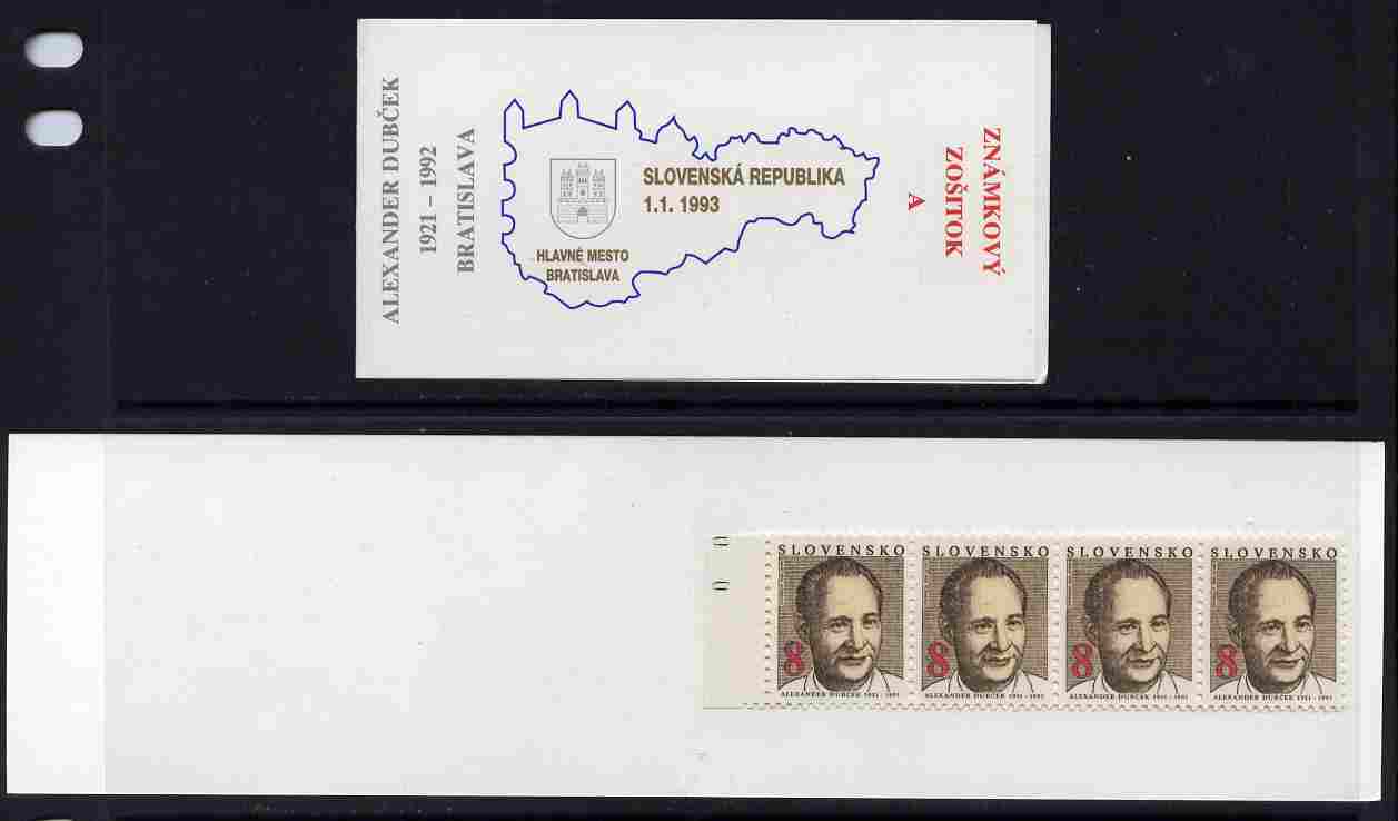 Slovakia 1993 Alexander Dubcek 32k booklet (A) complete and fine SG SB2, stamps on constitutions
