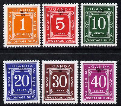 Uganda 1979 Postage Due set of 6 overprinted Liberated 1979 unmounted mint, SG D18-23, stamps on 