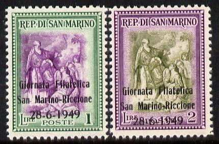 San Marino 1949 Stamp Day set of 2 unmounted mint SG 388-89, stamps on postal, stamps on saints, stamps on religion