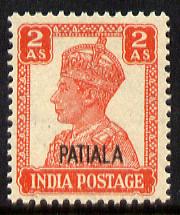 Indian States - Patiala 1941-46 KG6 2a vermilion unmounted mint SG 109, stamps on , stamps on  kg6 , stamps on 