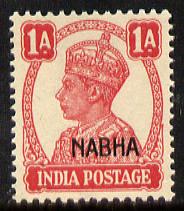 Indian States - Nabha 1941-45 KG6 1a carmine unmounted mint SG 108, stamps on , stamps on  kg6 , stamps on 