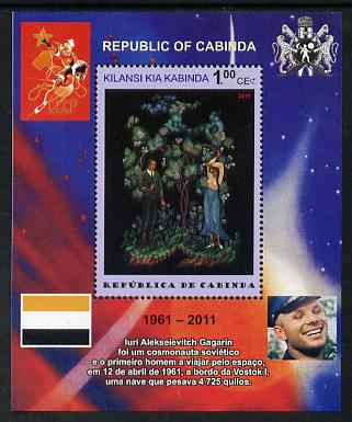 Cabinda Province 2011 Tribute to Yuri Gagarin - Paintings #05 perf souvenir sheet  unmounted mint, stamps on space, stamps on heraldry, stamps on arts, stamps on flags
