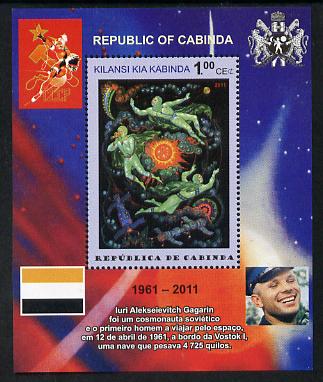 Cabinda Province 2011 Tribute to Yuri Gagarin - Paintings #10 perf souvenir sheet  unmounted mint, stamps on space, stamps on heraldry, stamps on arts, stamps on flags
