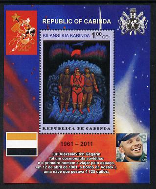 Cabinda Province 2011 Tribute to Yuri Gagarin - Paintings #12 perf souvenir sheet  unmounted mint, stamps on space, stamps on heraldry, stamps on arts, stamps on flags