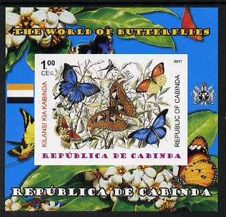 Cabinda Province 2011 The World of Butterflies #2 imperf souvenir sheet  unmounted mint, stamps on butterflies, stamps on heraldry, stamps on flags