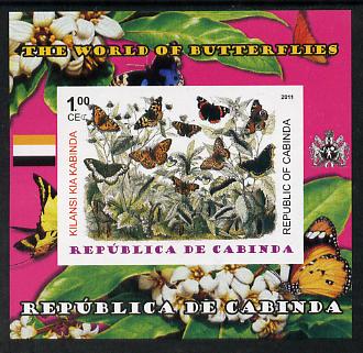 Cabinda Province 2011 The World of Butterflies #3 imperf souvenir sheet  unmounted mint, stamps on butterflies, stamps on heraldry, stamps on flags
