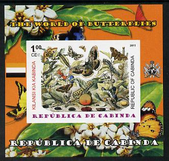 Cabinda Province 2011 The World of Butterflies #5 imperf souvenir sheet  unmounted mint, stamps on butterflies, stamps on heraldry, stamps on flags