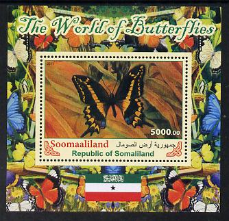 Somaliland 2011 The World of Butterflies #4 perf souvenir sheet  unmounted mint, stamps on butterflies, stamps on flags