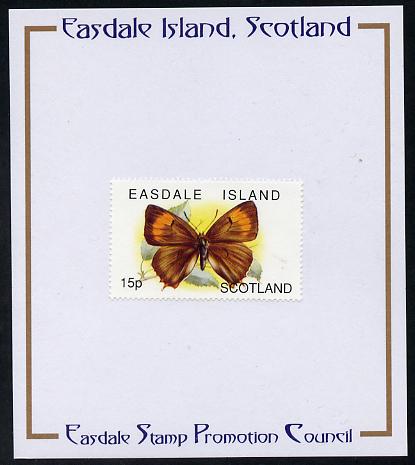 Easdale 1996 Butterflies - 15p Brown Hairstreak mounted on Publicity proof card issued by the Easdale Stamp Promotion Council , stamps on butterflies