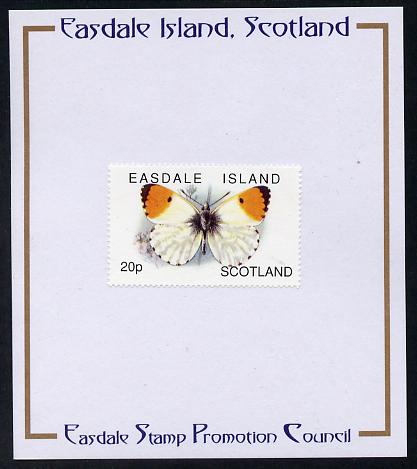 Easdale 1996 Butterflies - 20p Orange-Tip mounted on Publicity proof card issued by the Easdale Stamp Promotion Council , stamps on butterflies