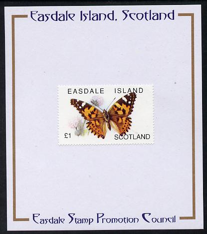 Easdale 1996 Butterflies - \A31 Painted Lady mounted on Publicity proof card issued by the Easdale Stamp Promotion Council , stamps on butterflies