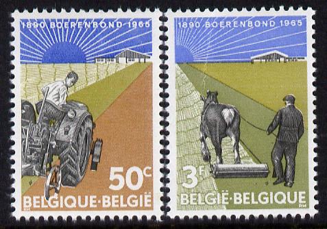 Belgium 1965 75th Anniversary of Farmers Association (Boerenbond) set of 2 unmounted mint SG 1939-40, stamps on farming, stamps on agriculture, stamps on ploughing