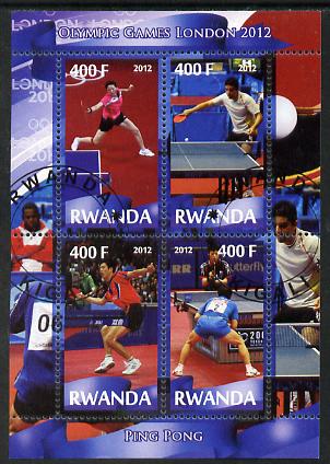 Rwanda 2012 London Olympic Games - Table Tennis perf sheetlet containing 4 values fine cto used, stamps on olympics, stamps on table tennis